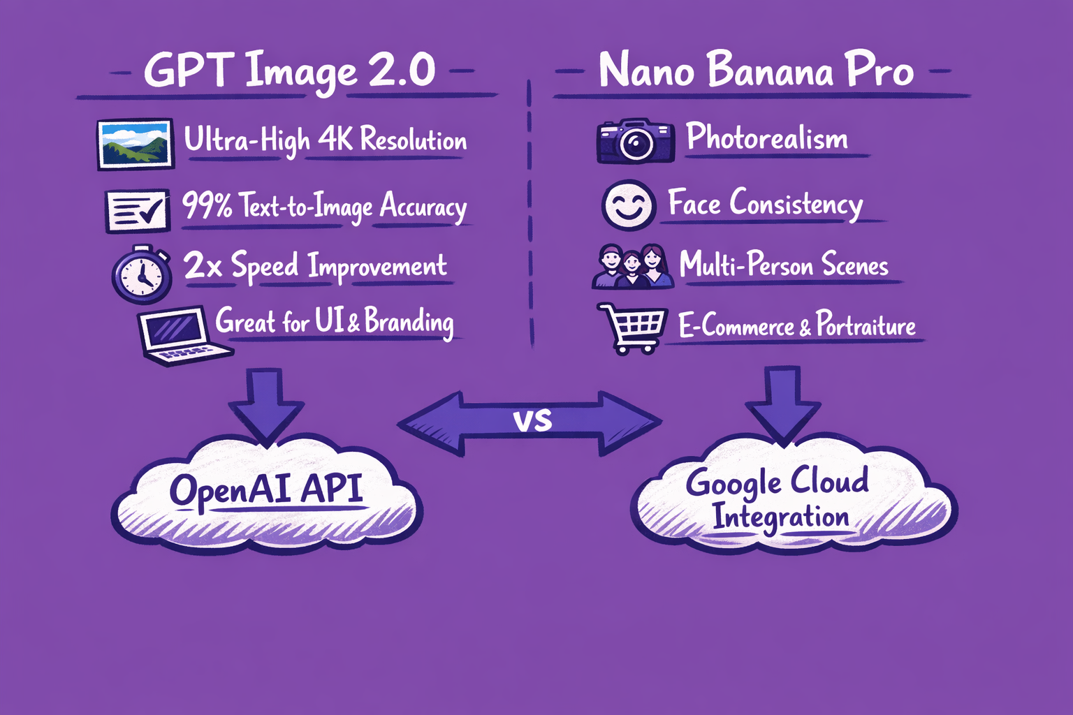 Overview diagram comparing GPT Image 2.0 and Nano Banana Pro features
